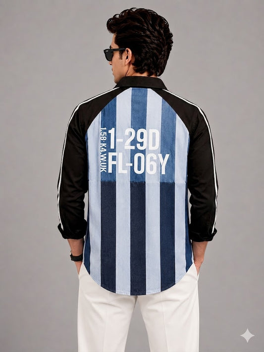 Men's Denim Striped Casual Shirt