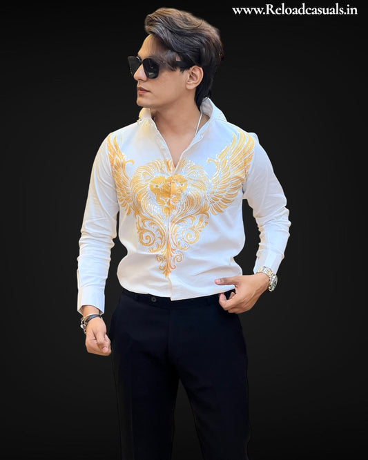 Luxury Lion Embroidered Shirt