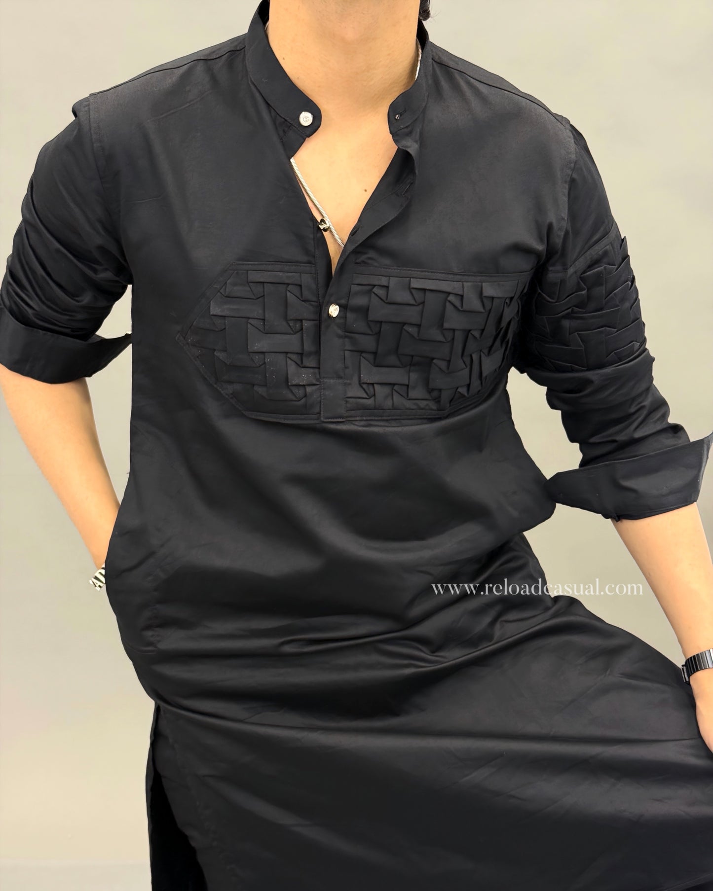 Textured panel kurta combo