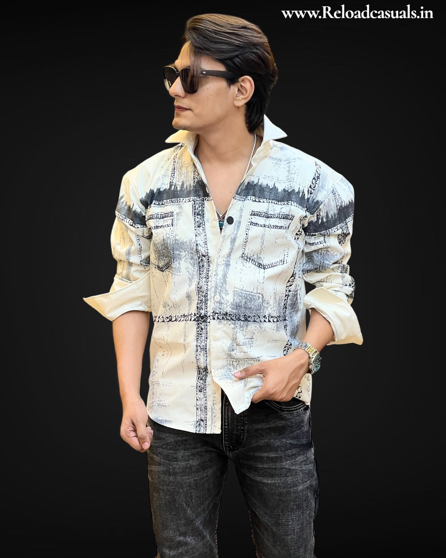 Shadow Print Casual Shirt