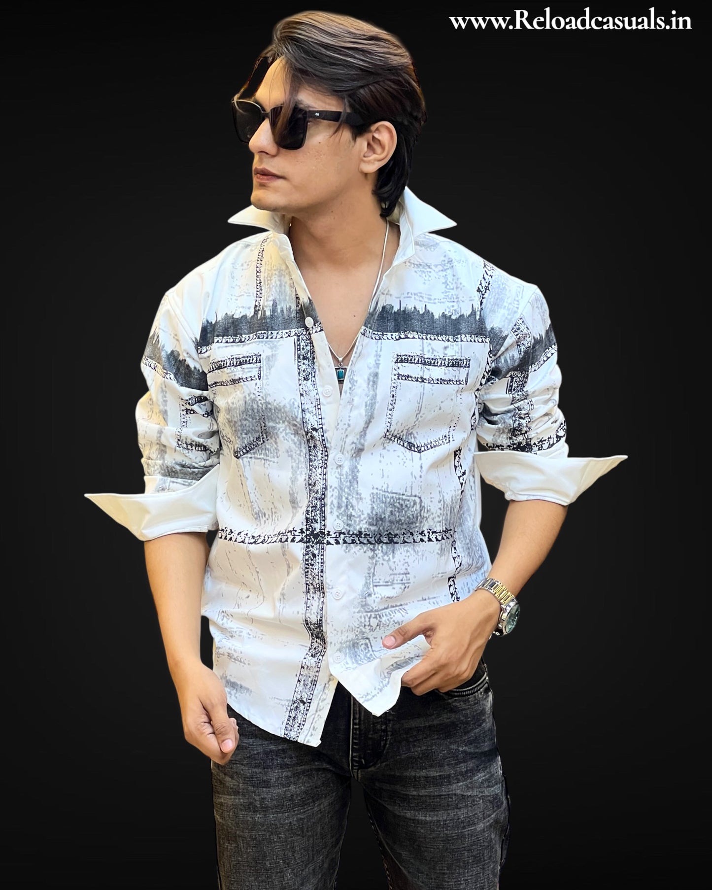 Shadow Print Casual Shirt
