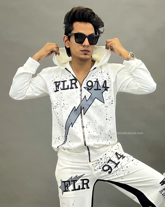 Thunder Printed Hood Neck Tracksuit set