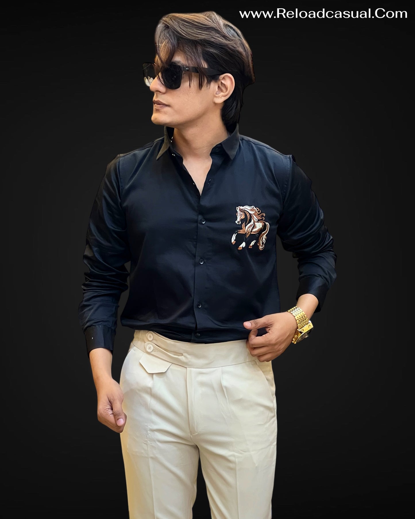 Gallant Horse Embroidery Shirt