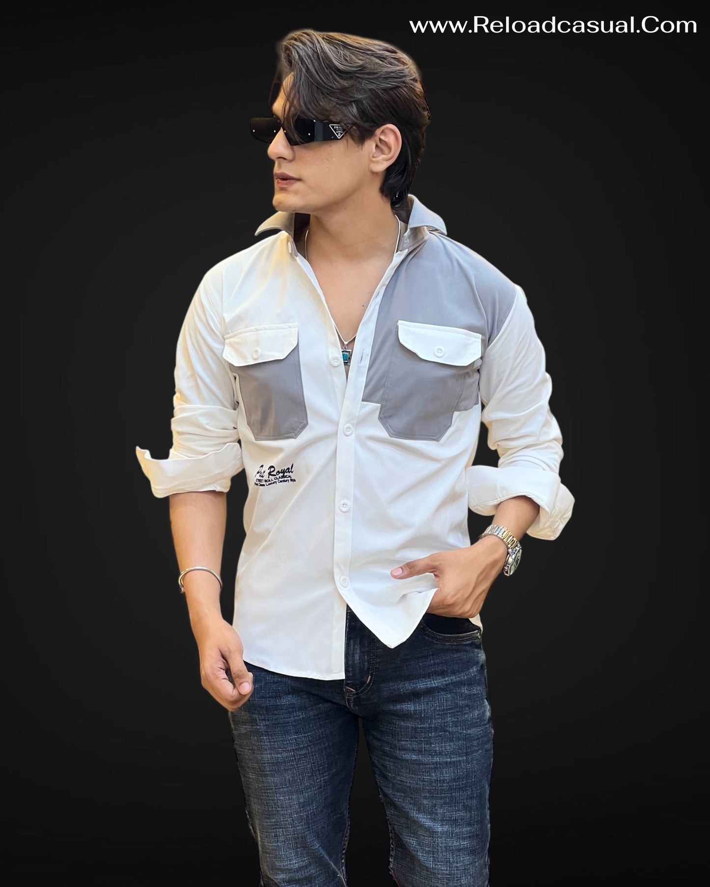 Dual Tone Contrast Pocket Shirt