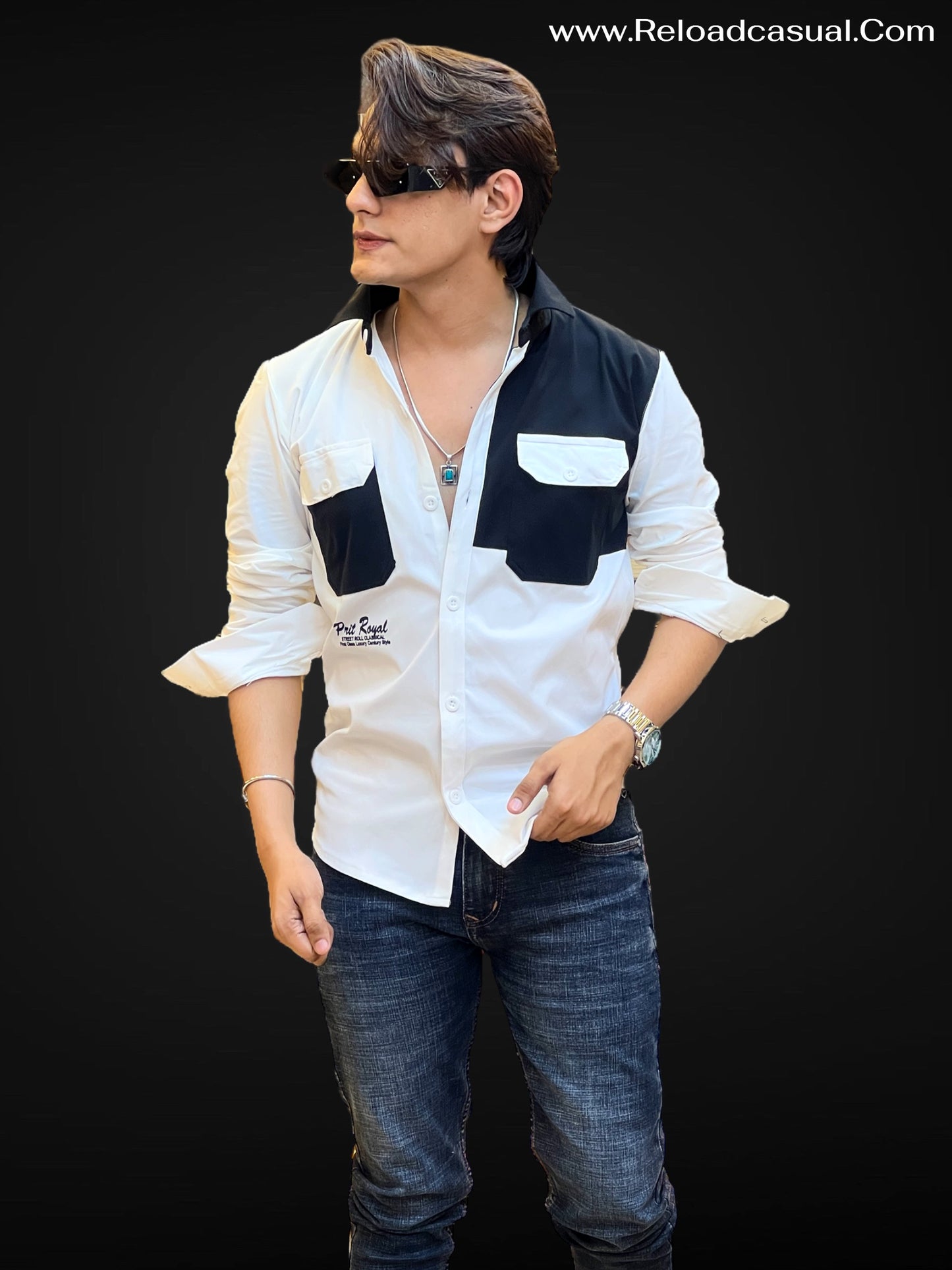Dual Tone Contrast Pocket Shirt
