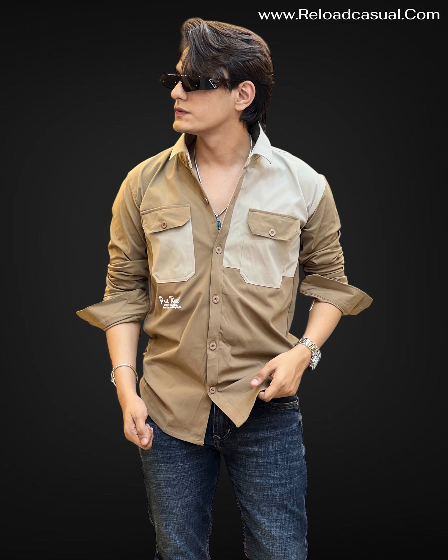 Dual Tone Contrast Pocket Shirt
