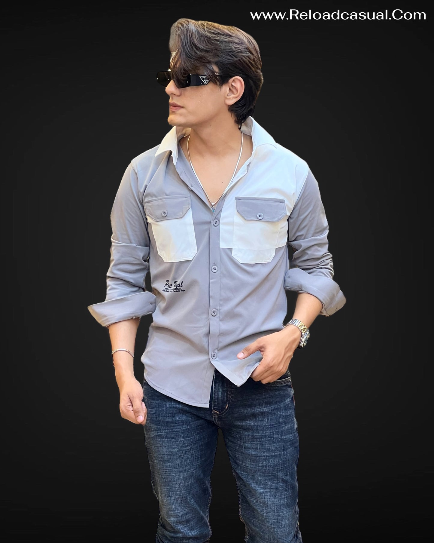Dual Tone Contrast Pocket Shirt
