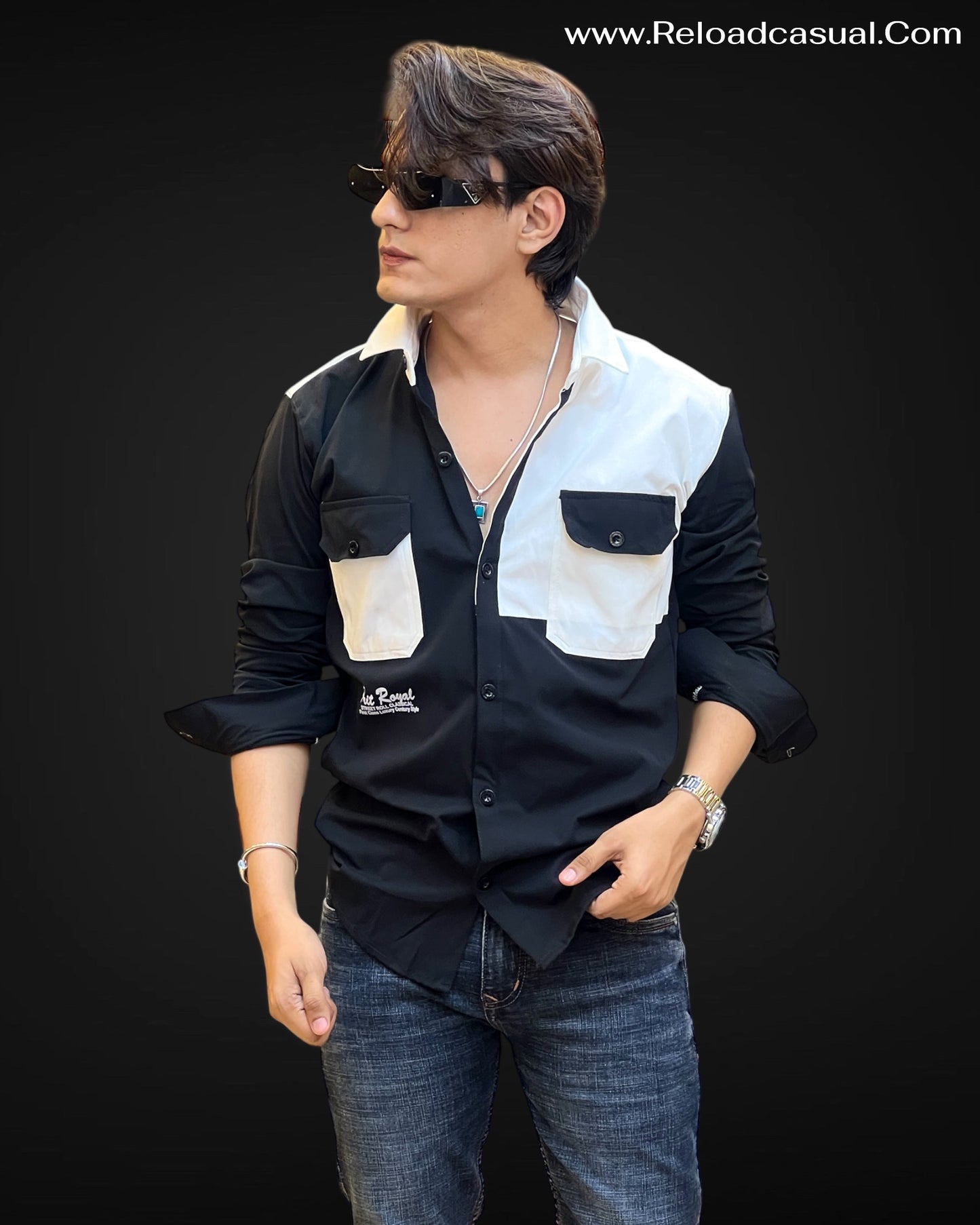 Dual Tone Contrast Pocket Shirt