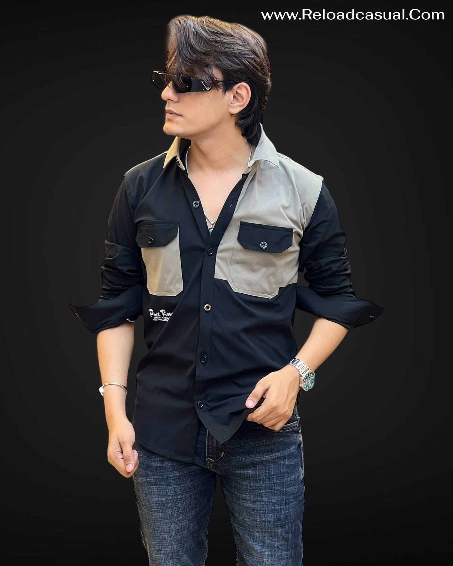 Dual Tone Contrast Pocket Shirt