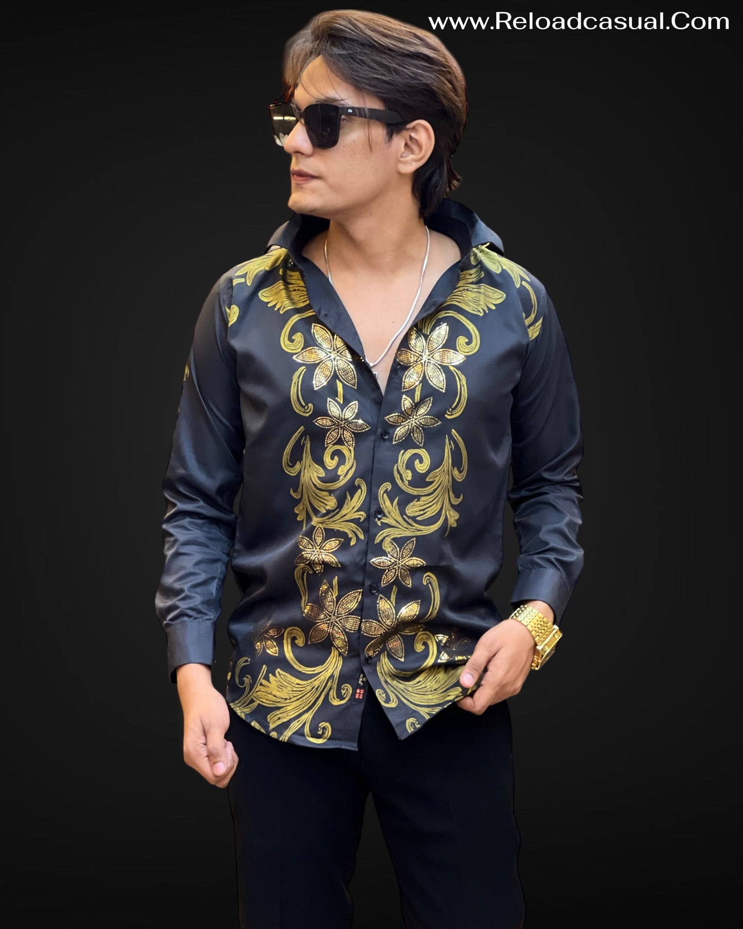 Gold Floral Paisley Shirt