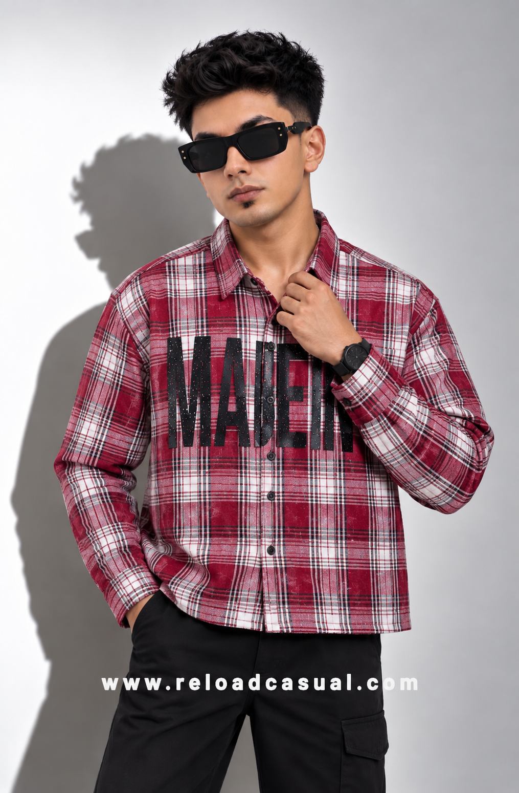 Majein Graphic Checked Casual Shirt
