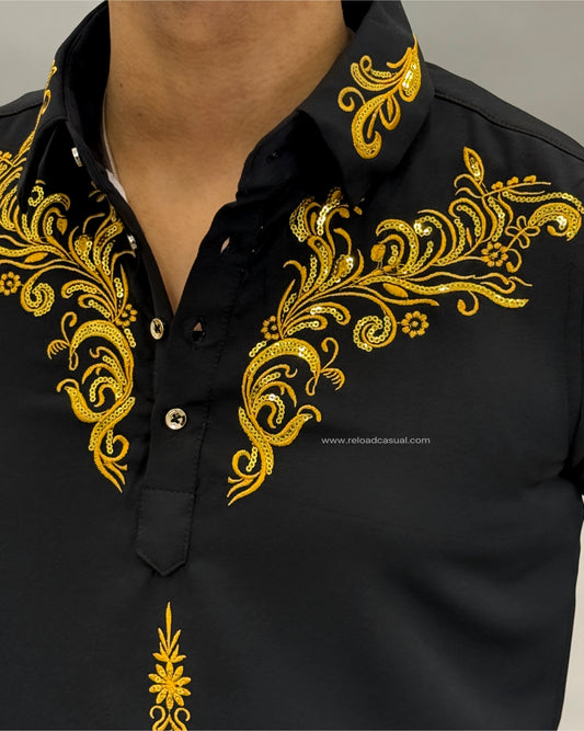 Gold zari floral Lachka kurta combo