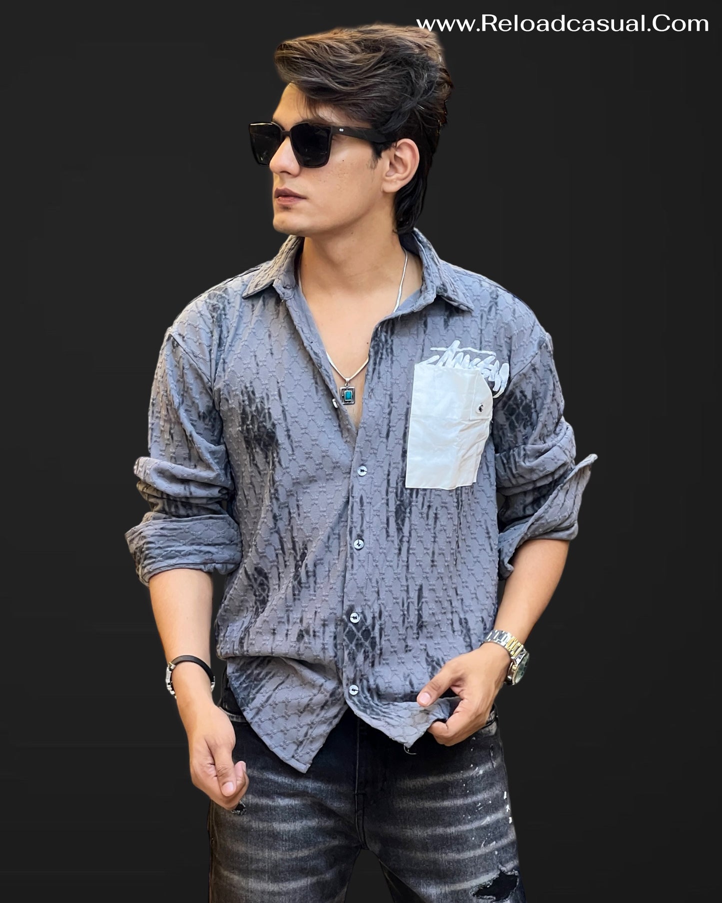 Crinkled Tie-Dye Casual Shirt