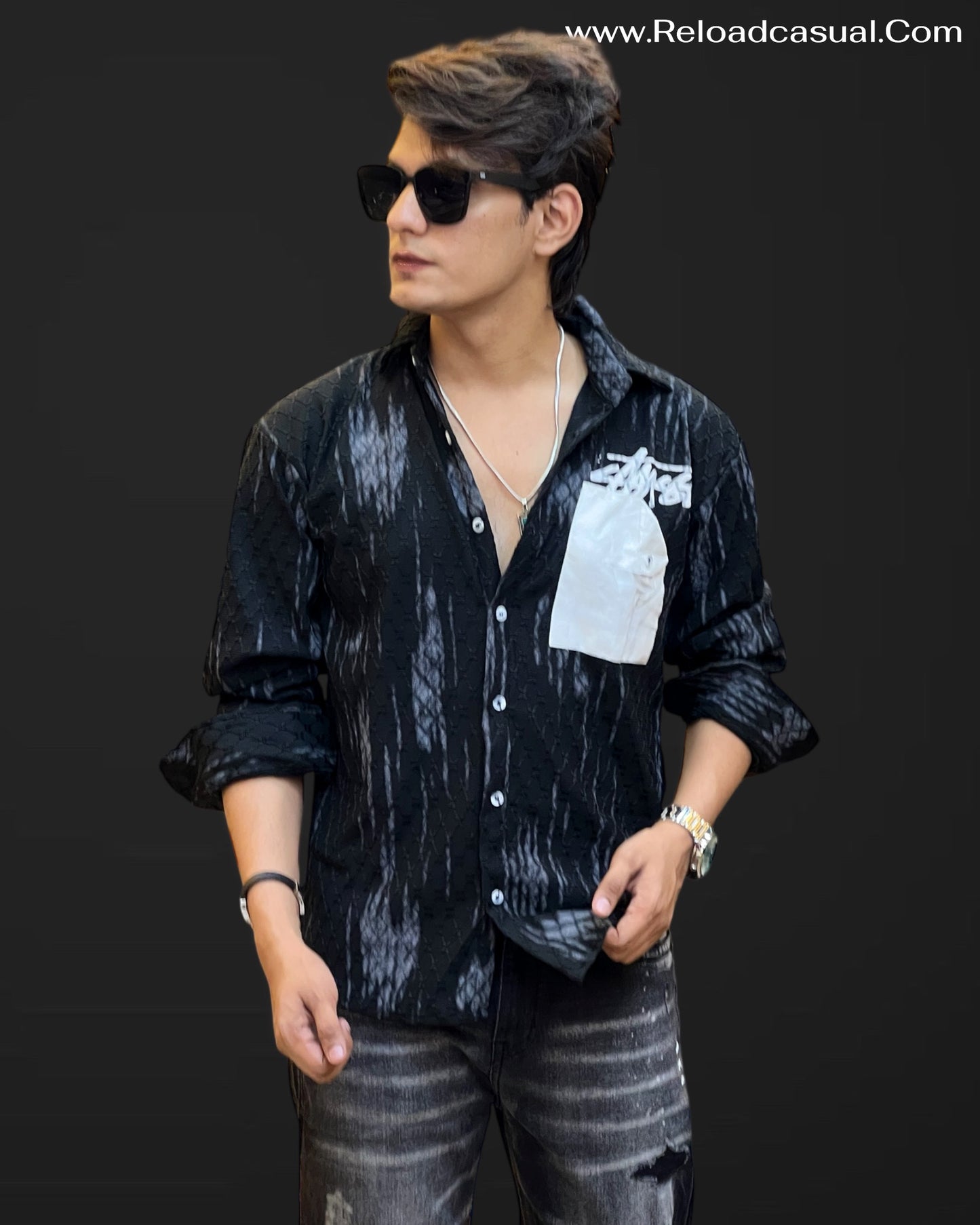 Crinkled Tie-Dye Casual Shirt