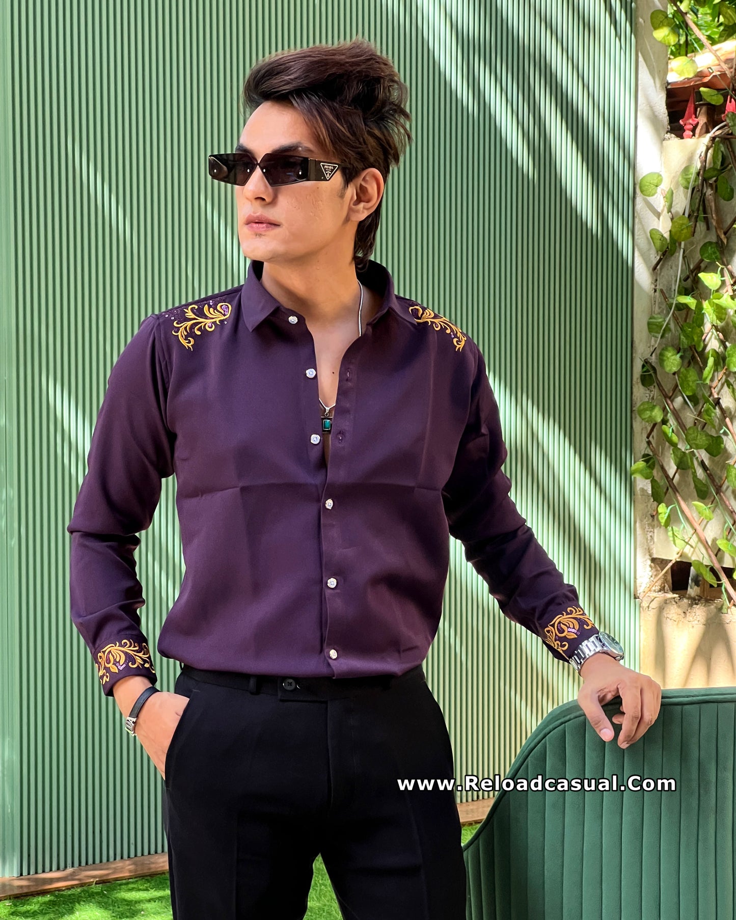 Shoulder & Cuff Embroidered Shirt