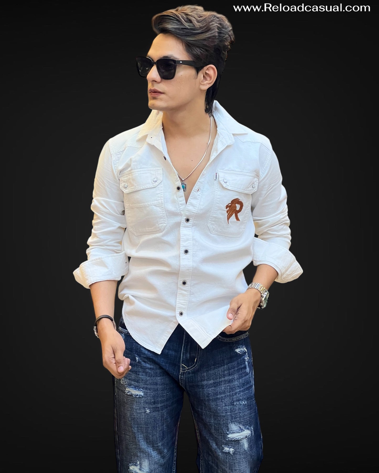 Sky Hunter Eagle Embroidered Shirt