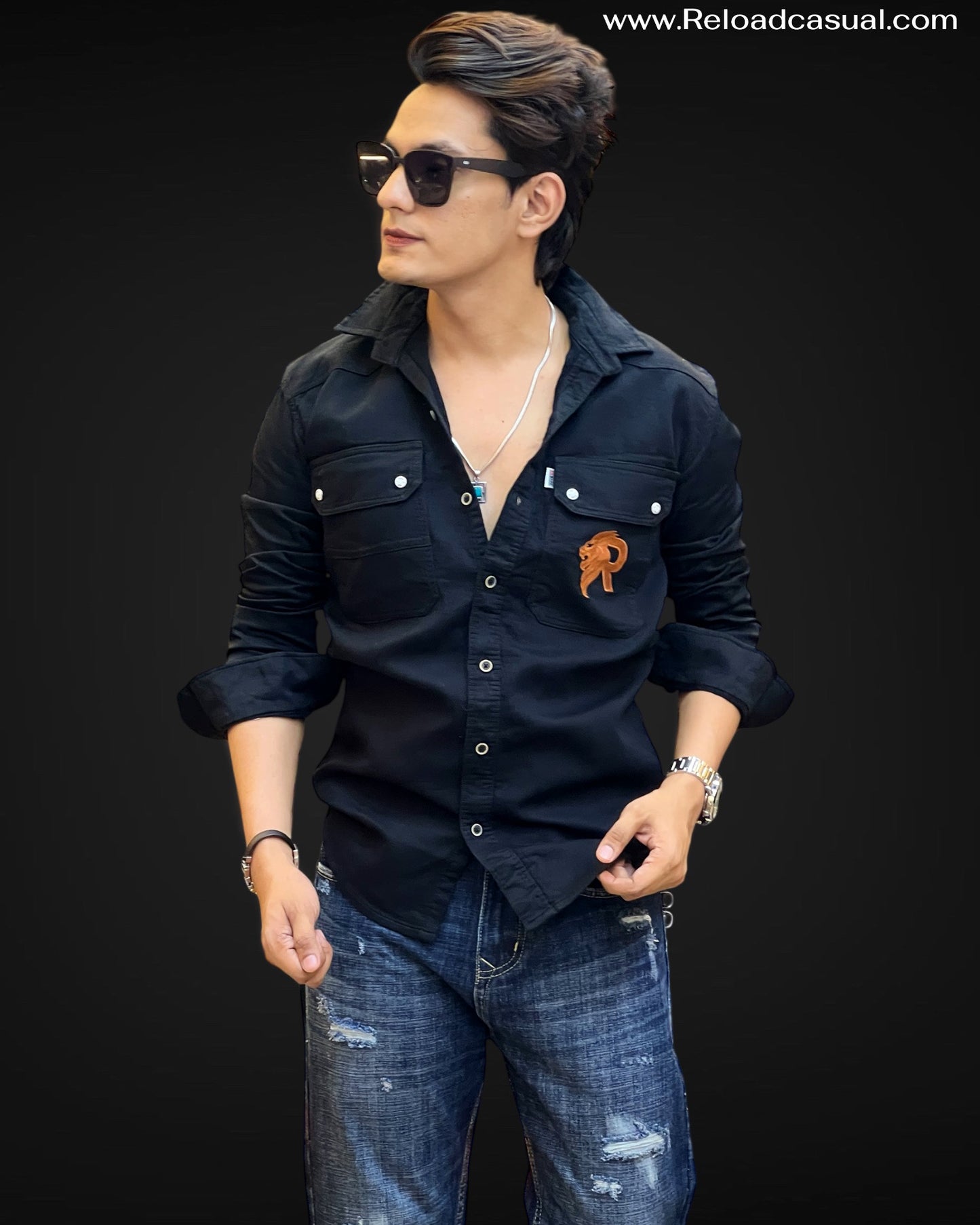 Sky Hunter Eagle Embroidered Shirt