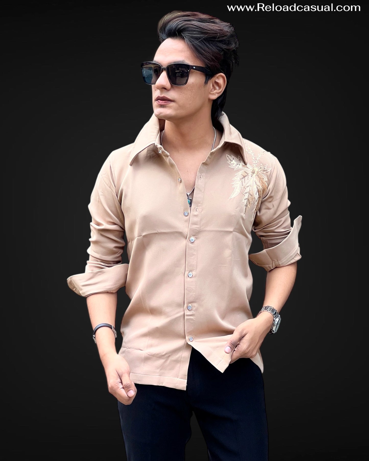 Leaf Embroidery Shirt