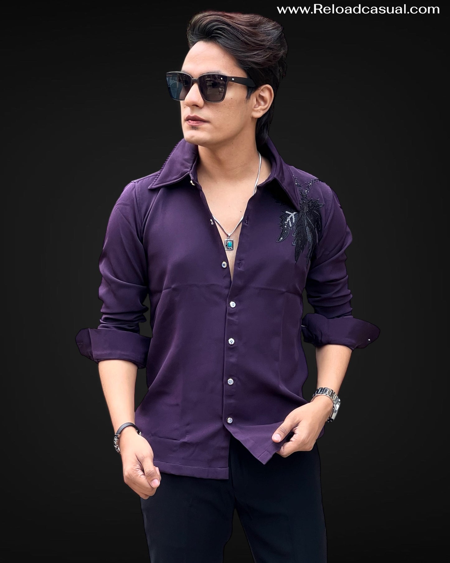 Leaf Embroidery Shirt