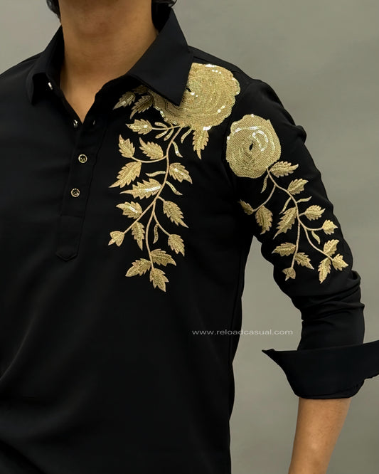 Golden Rose Design Men's Embroidered Kurta Set