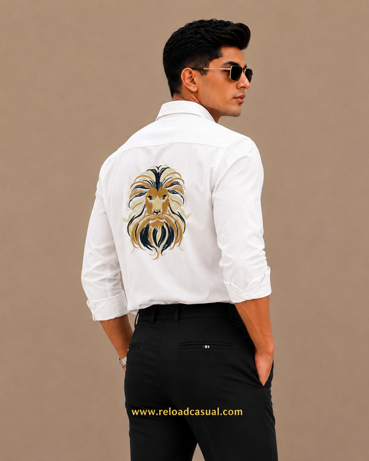Lion Design Embroidered Shirt