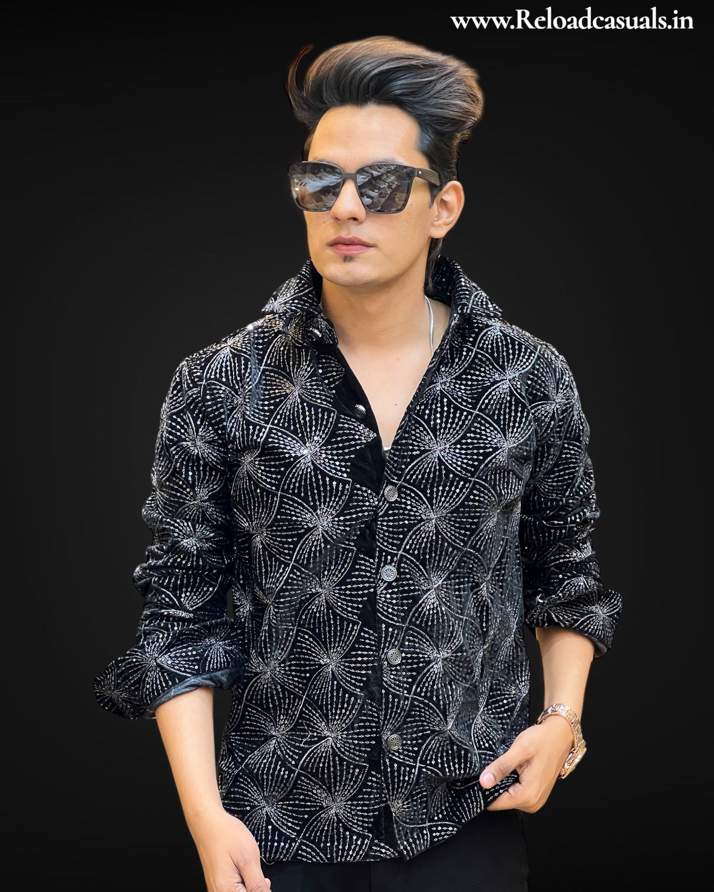 Spark Velvet Embroidered Shirt