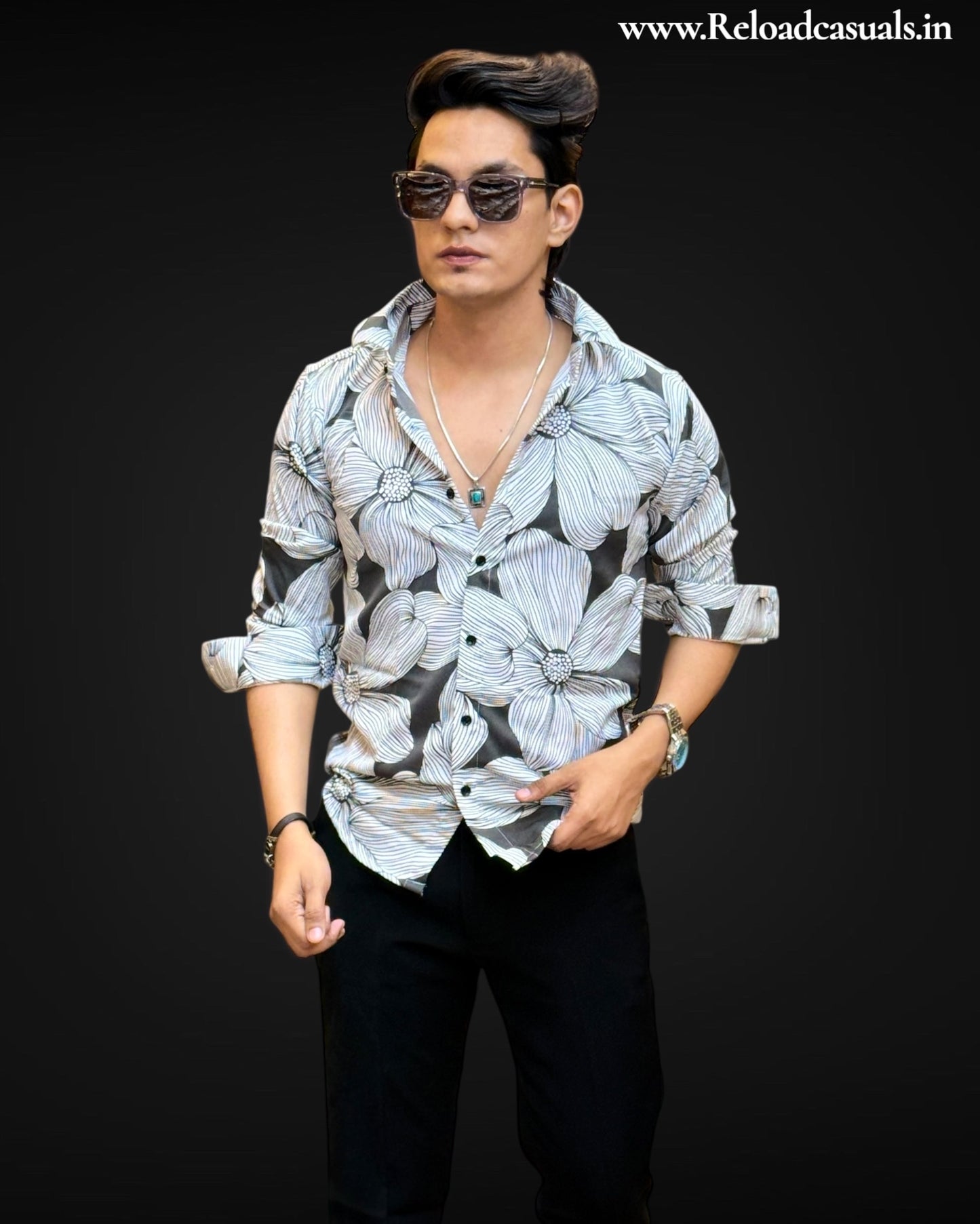 Bold Petal Line-Art Shirt