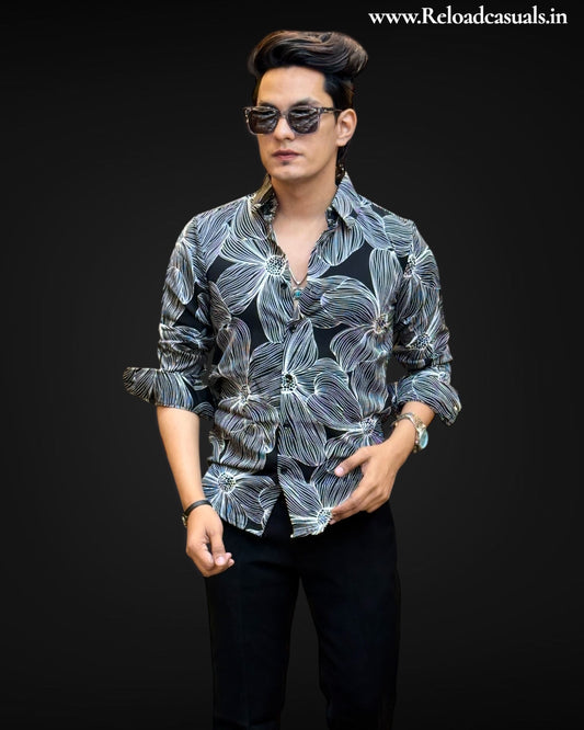 Bold Petal Line-Art Shirt