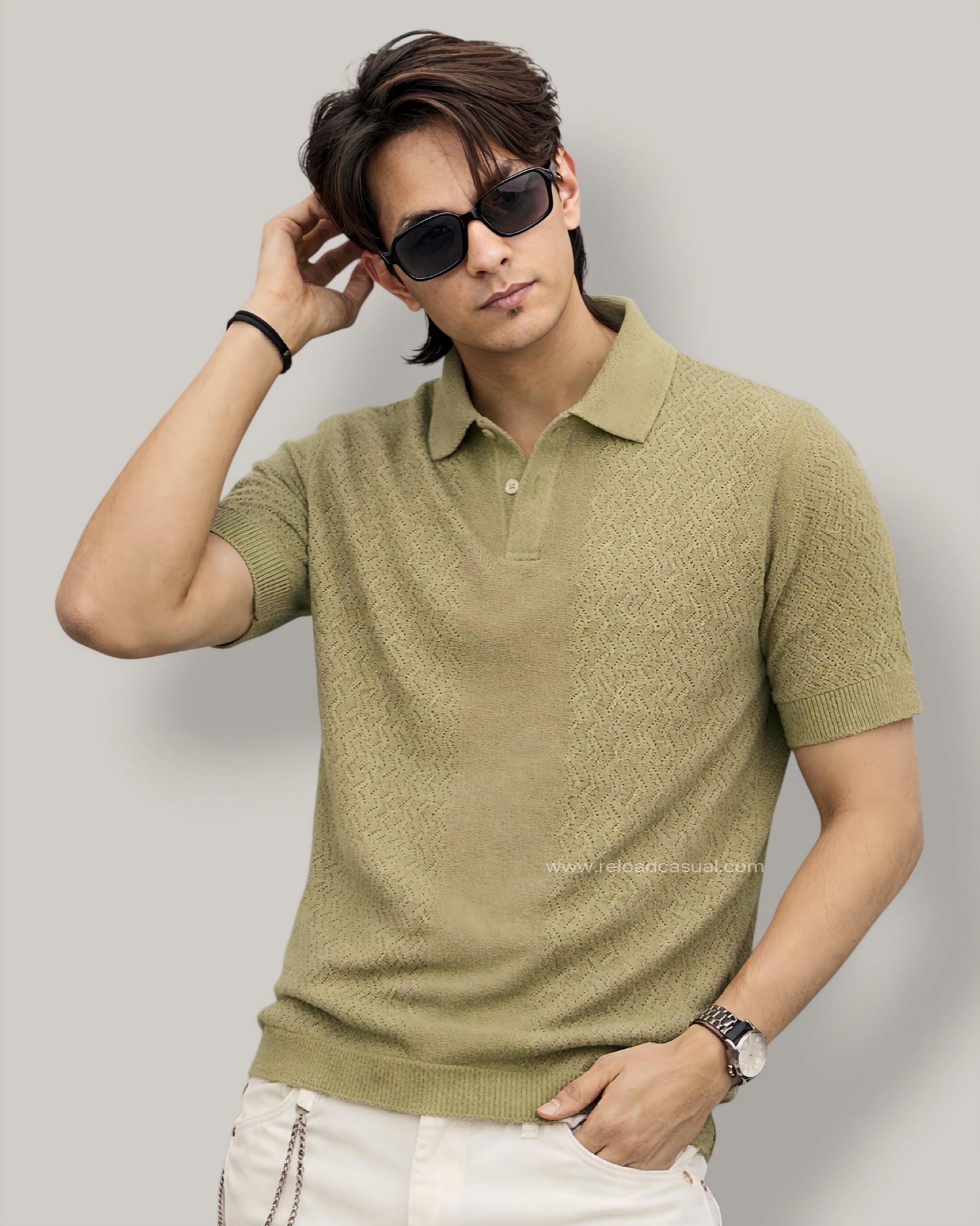 Men's Knitted Collar Neck T-Shirt