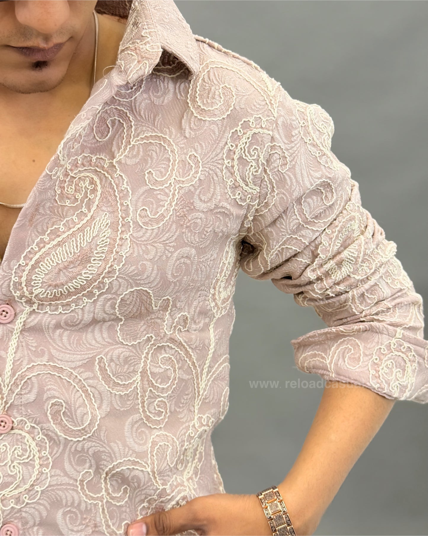 Self Designer fabric embroidery shirt