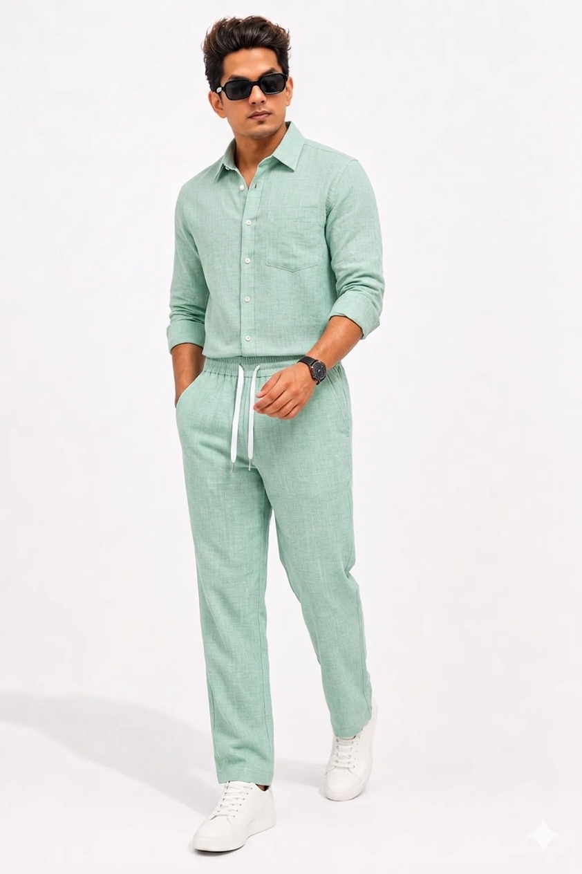 Summer Comfort Pocket Linen Tracksuit Set