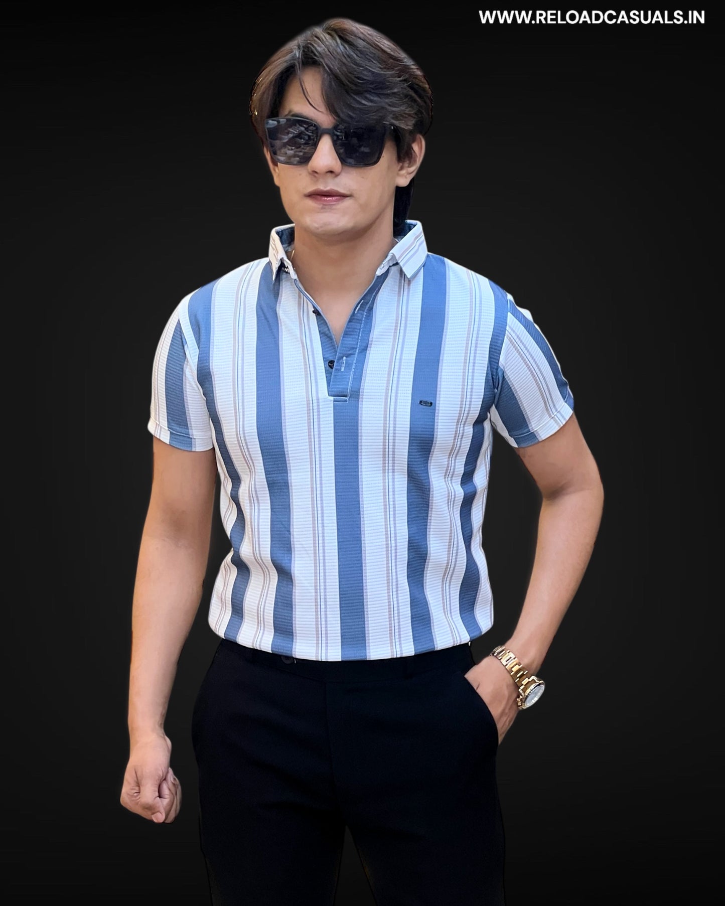 Men's Striped Polo T-Shirt
