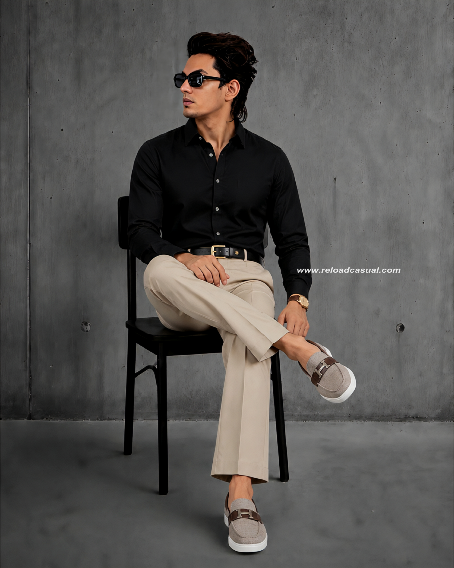 Korean Style Lachka Slim Shirt & Bootcut Pants Set