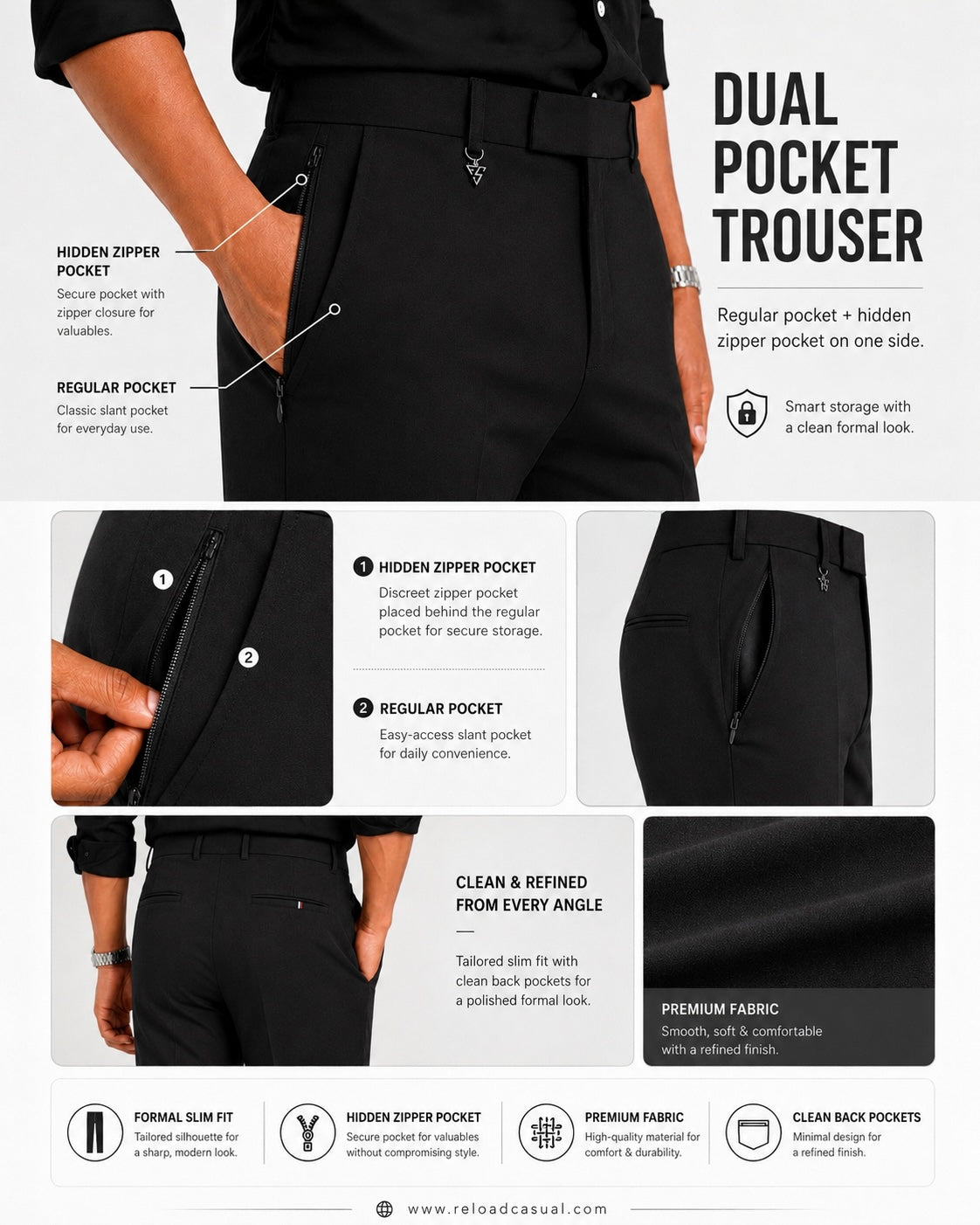Hidden Zip Pocket Adjustable Pant