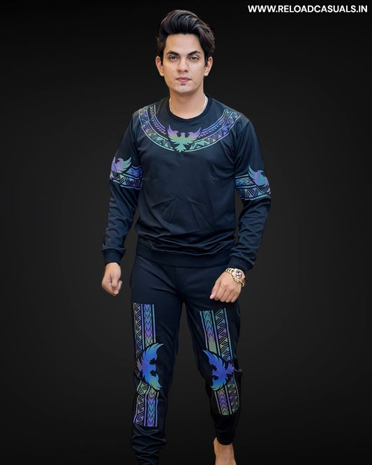 Round Neck Eagle Reflector Full Track Suit - Combo