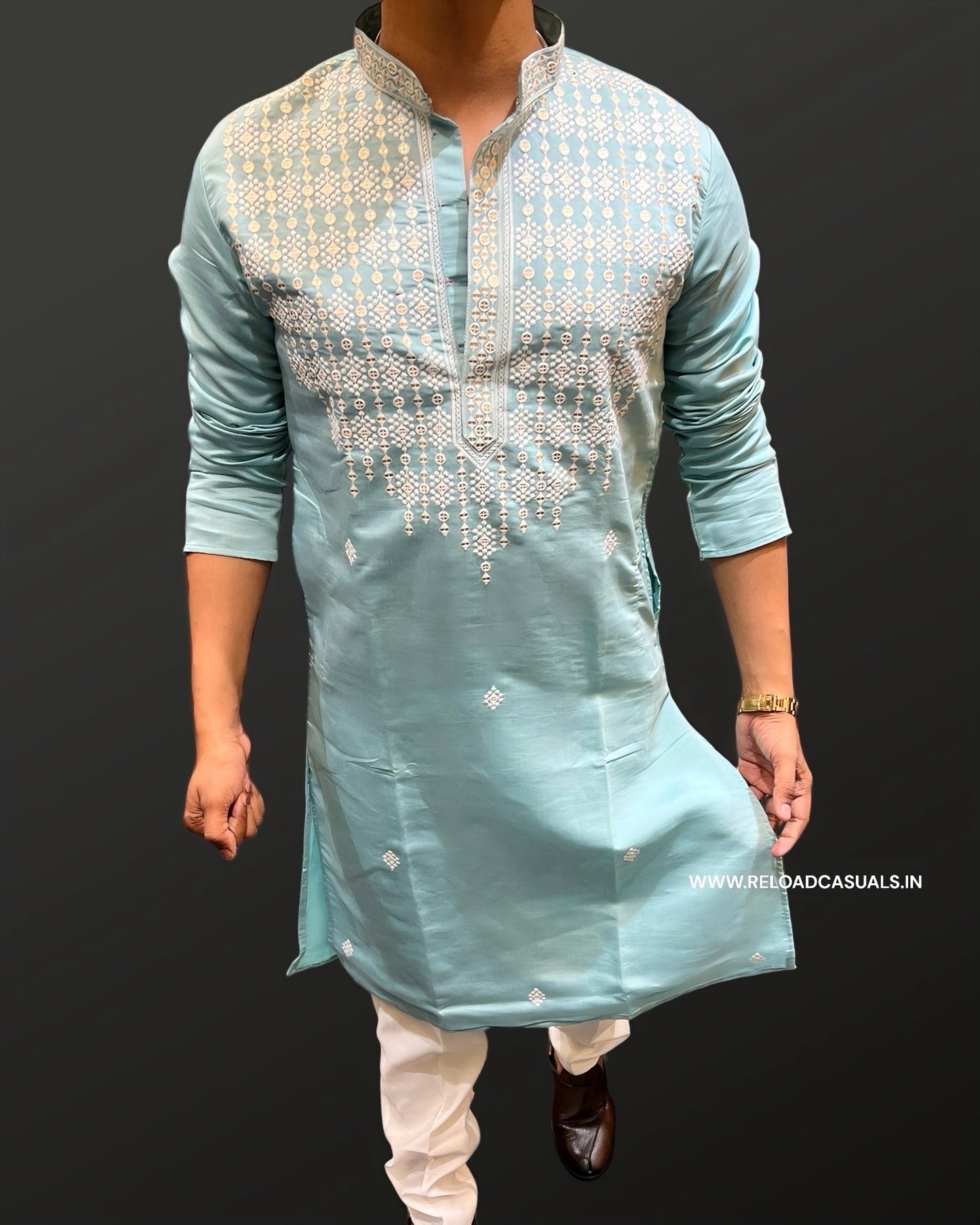 Embroidery Thread Work Kurta & Pyjama - Combo