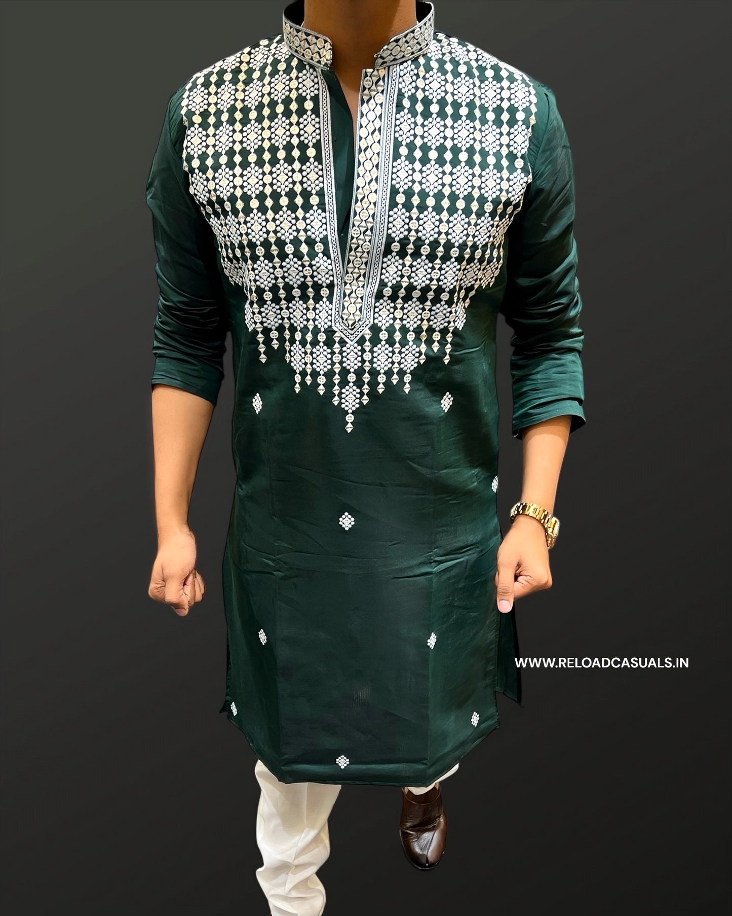 Embroidery Thread Work Kurta & Pyjama - Combo