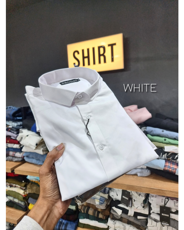 Plain Satin Shirt - White