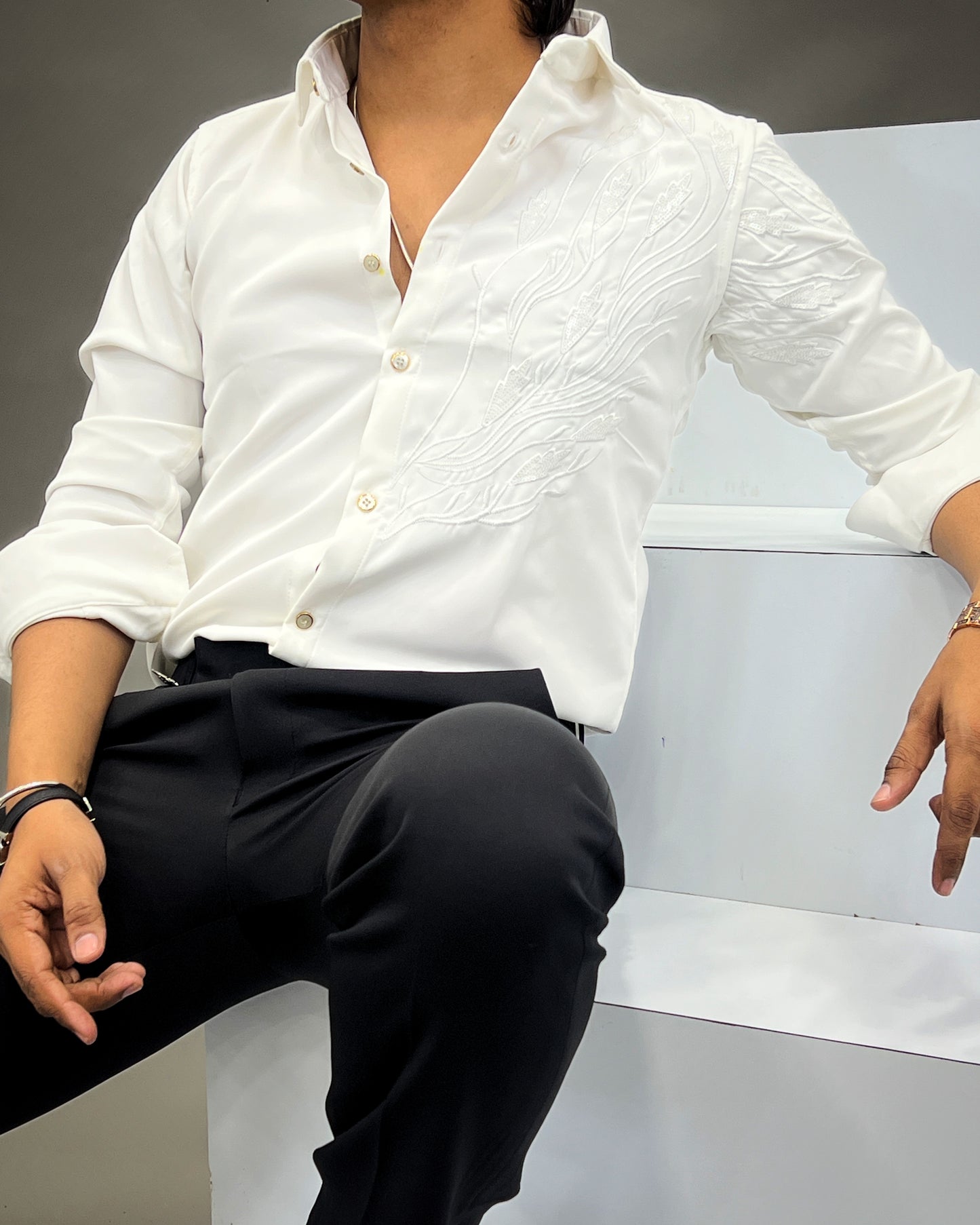 Gold thread party wear shirt