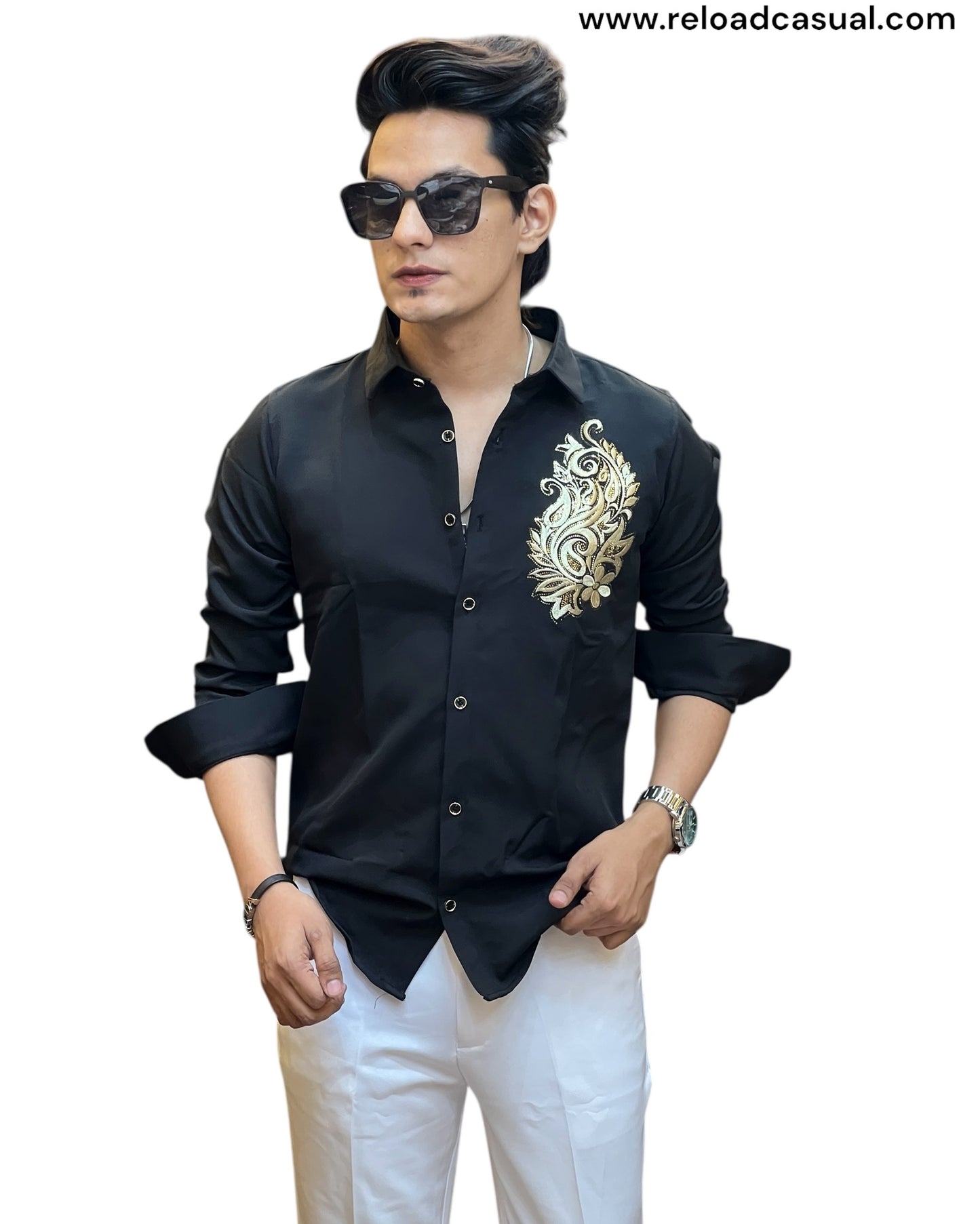 Signature Gold Embroidered shirt