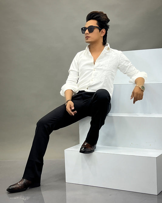 Gold thread party wear shirt