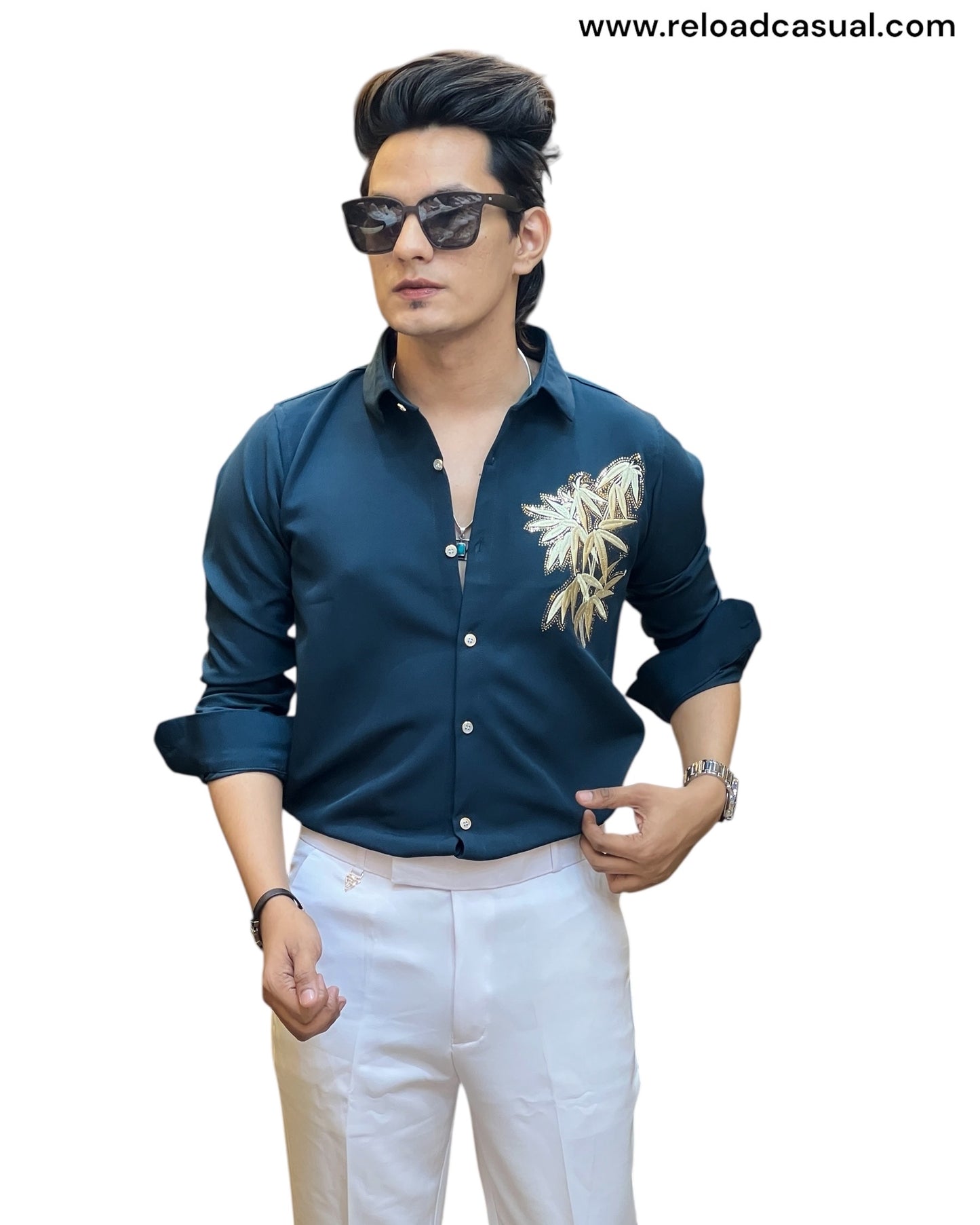Golden leaf Embroidered shirt