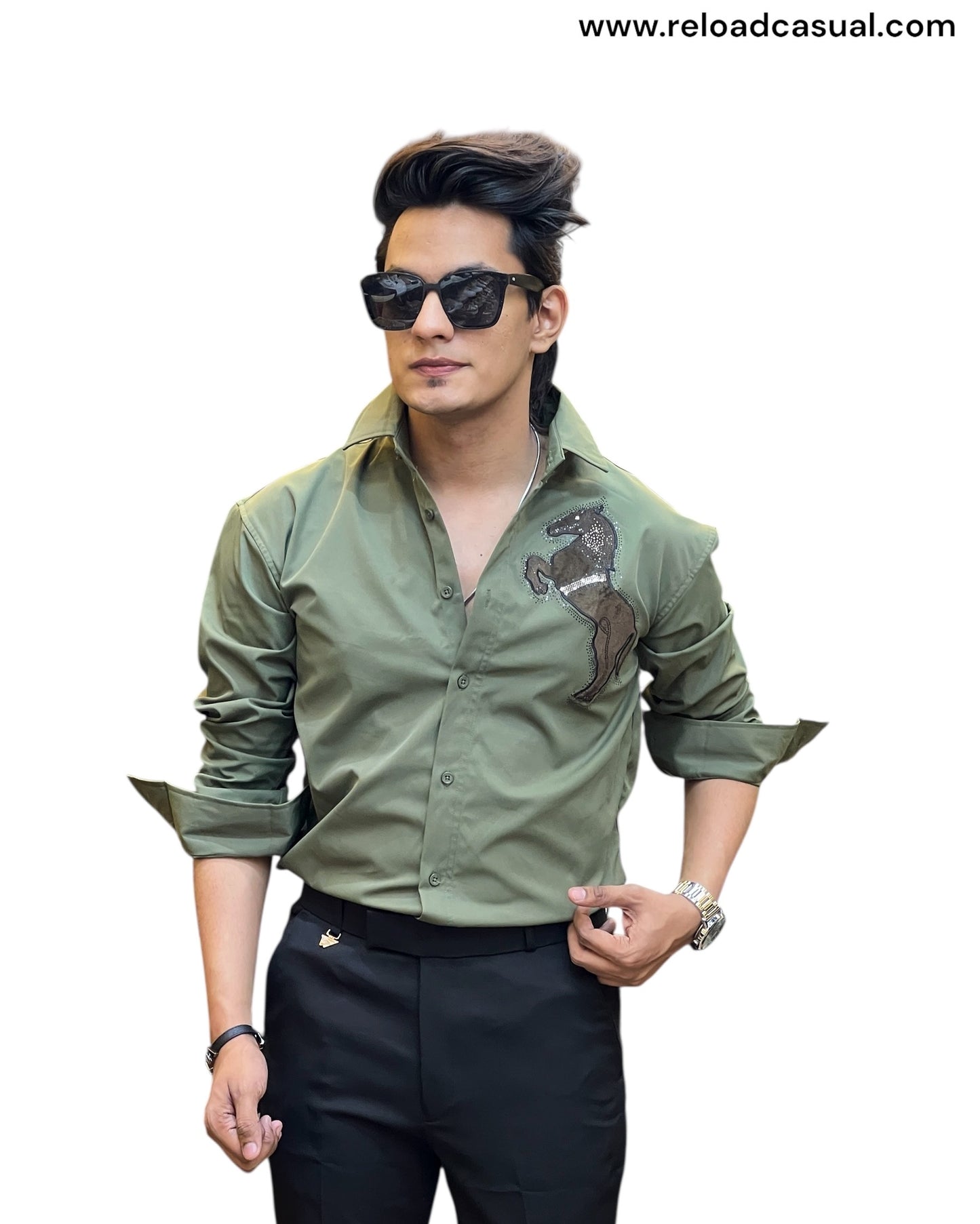 Power Stallion Slim Fit Party Shirt