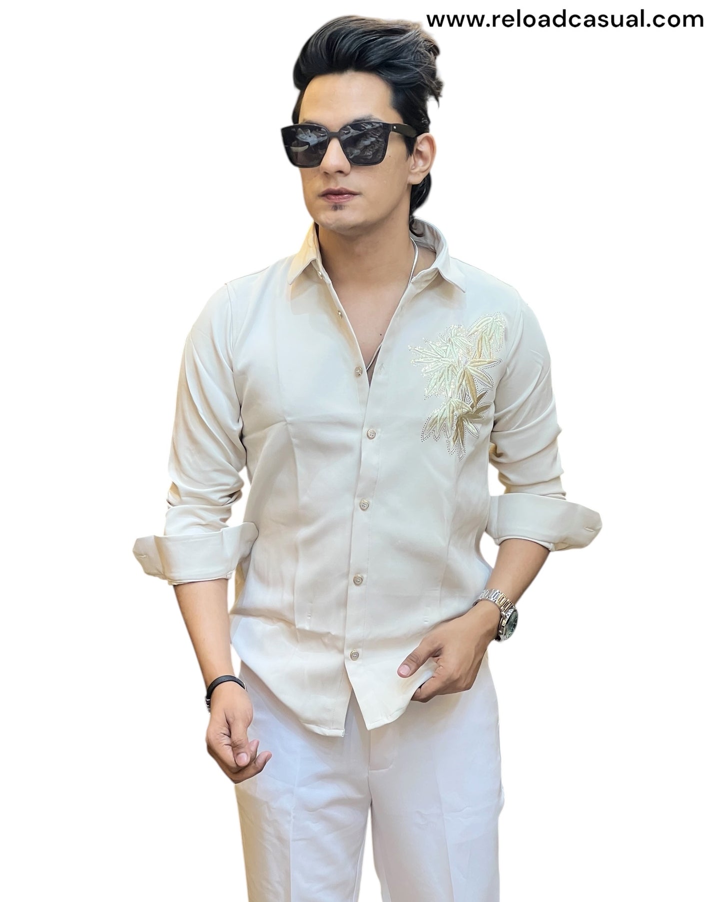 Golden leaf Embroidered shirt