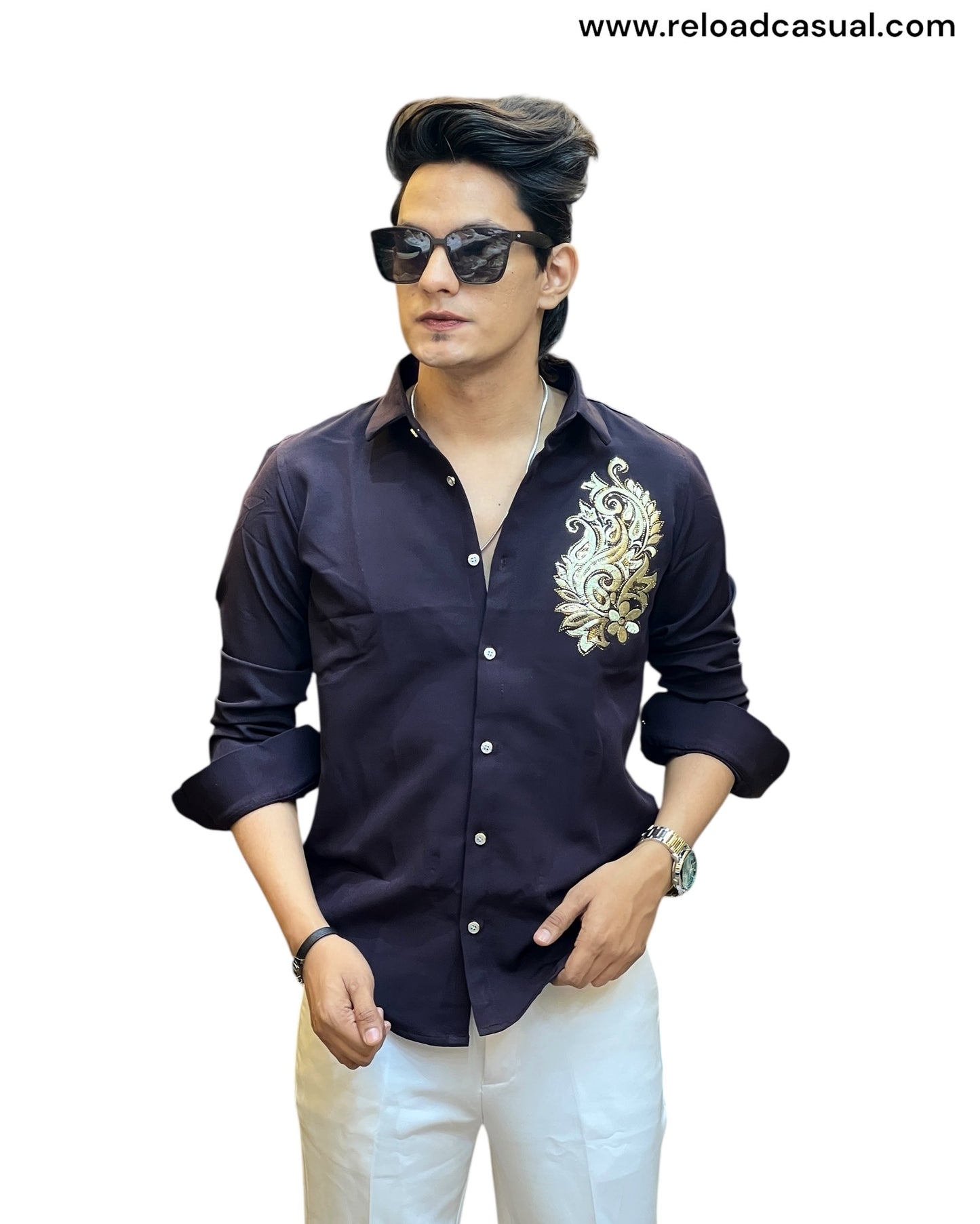 Signature Gold Embroidered shirt