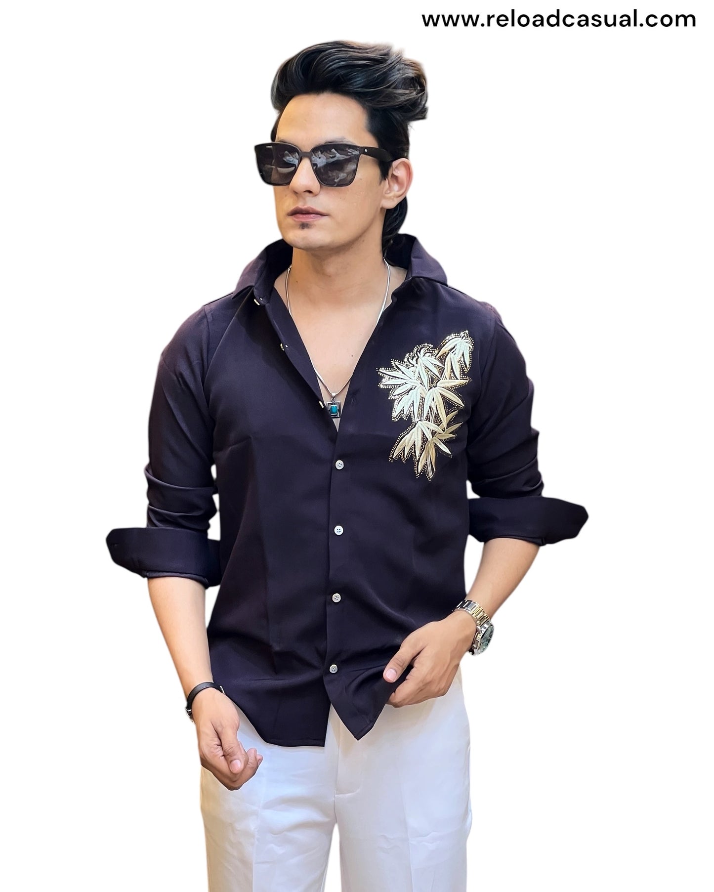 Golden leaf Embroidered shirt