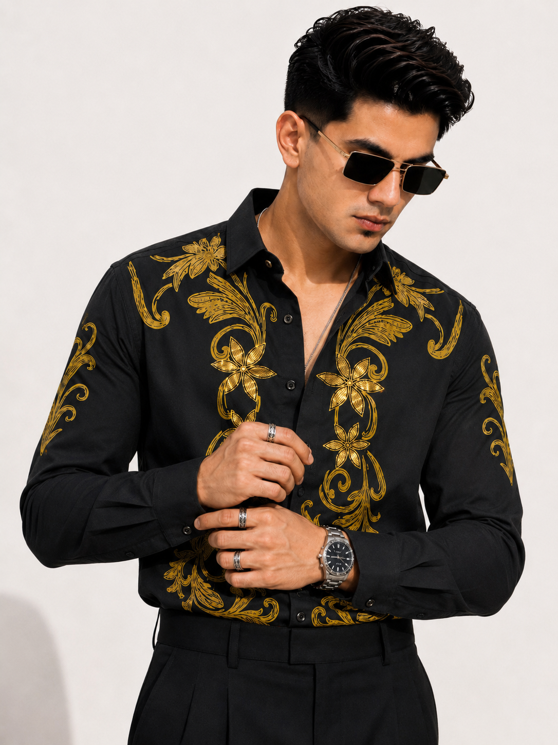 Gold Floral Paisley Shirt