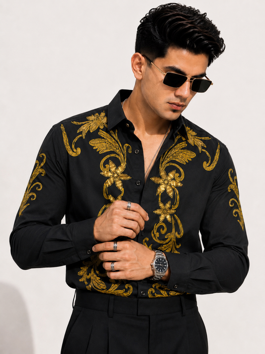 Gold Floral Paisley Shirt