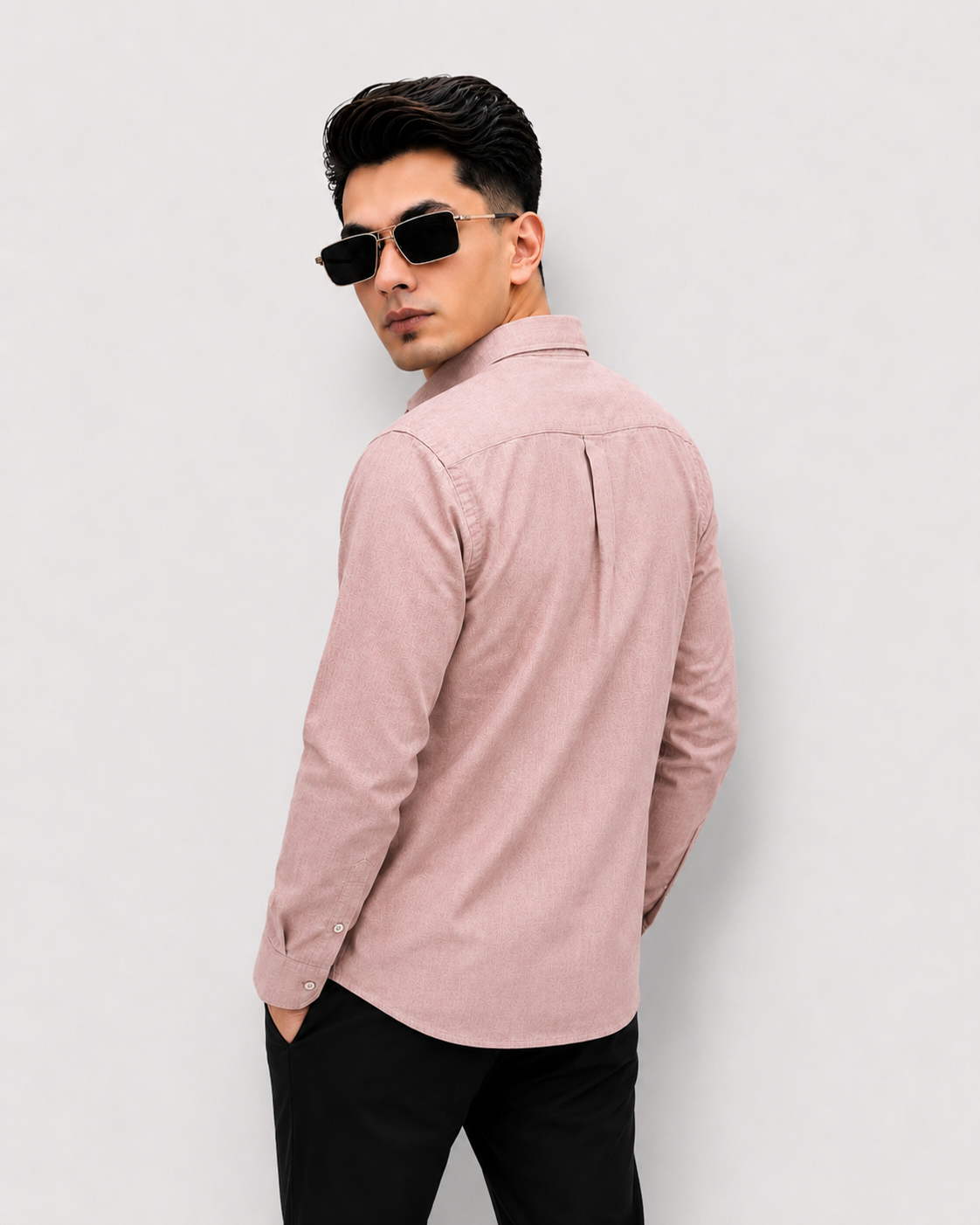 Men's Textured Linen Slim Fit Shirt