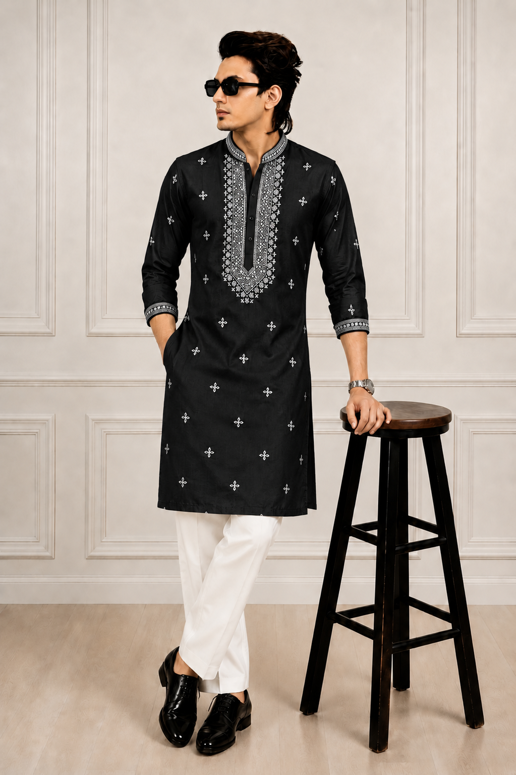 Mirror Work Men Kurta Payjama Combo